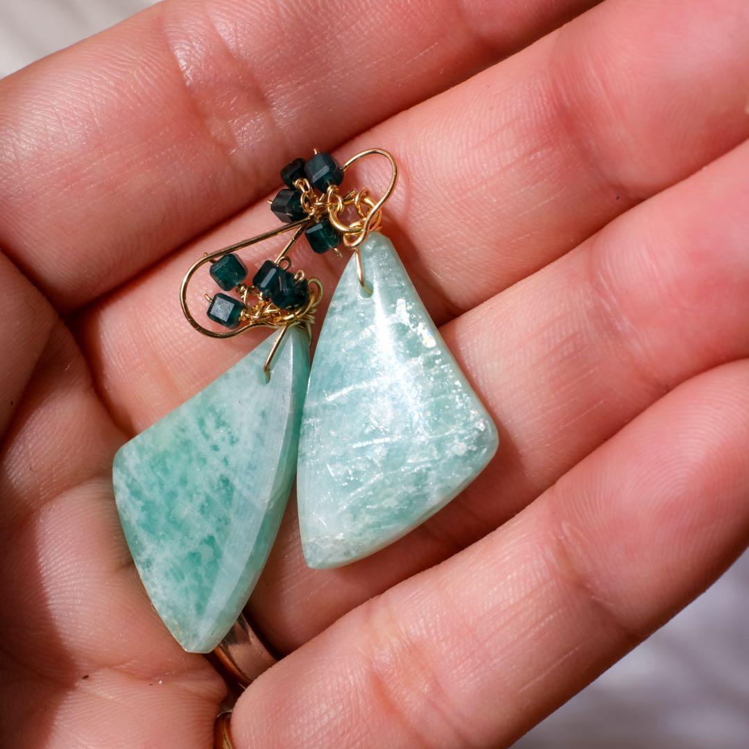 14kgfキラキラアマゾナイトピアス/イヤリング