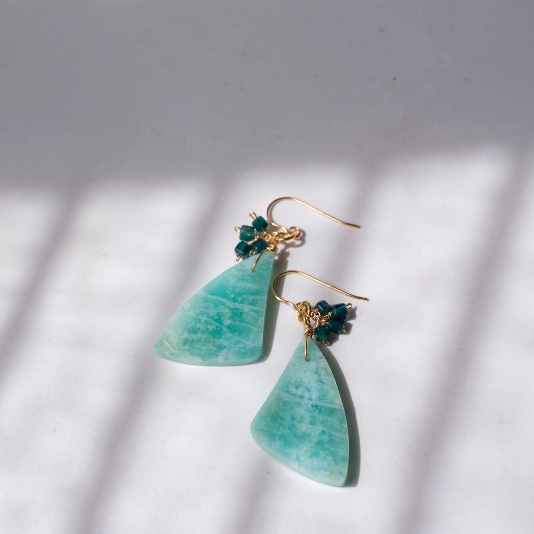 14kgfキラキラアマゾナイトピアス/イヤリング