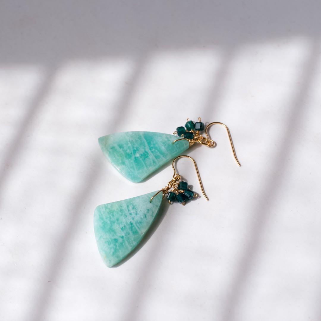 14kgfキラキラアマゾナイトピアス/イヤリング