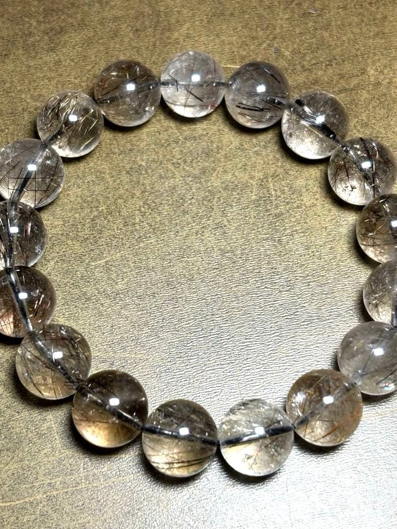 【希少】黒コッパータイチンルチルクォーツ ブレスレット 12.5㎜（新品未使用）