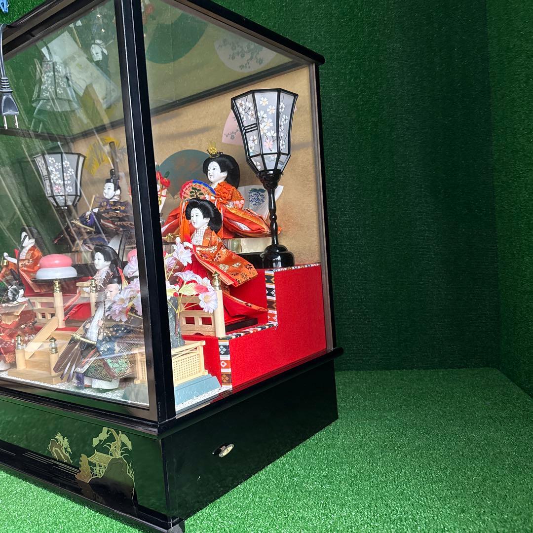 【◆】特選 志峰作 平安 ひな人形 オルゴール 灯り付 親王飾り 御七人飾り