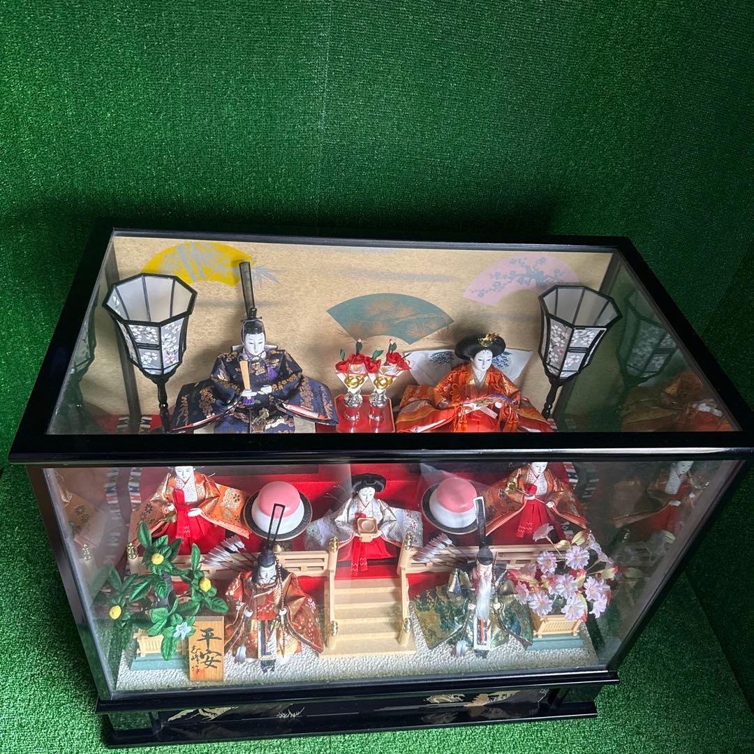 【◆】特選 志峰作 平安 ひな人形 オルゴール 灯り付 親王飾り 御七人飾り