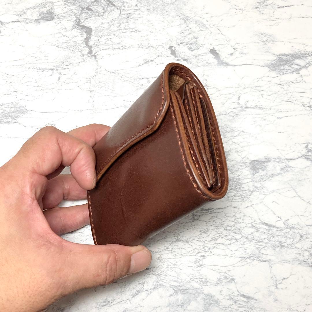 本革 コンパクト財布 栃木レザー 三つ折り財布 ミニ財布 メンズ レディース 茶