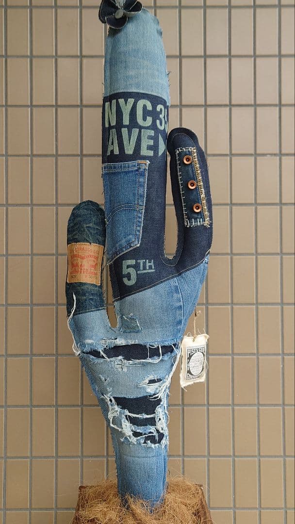 フェイク　デニムサボテン　ハンドメイド！