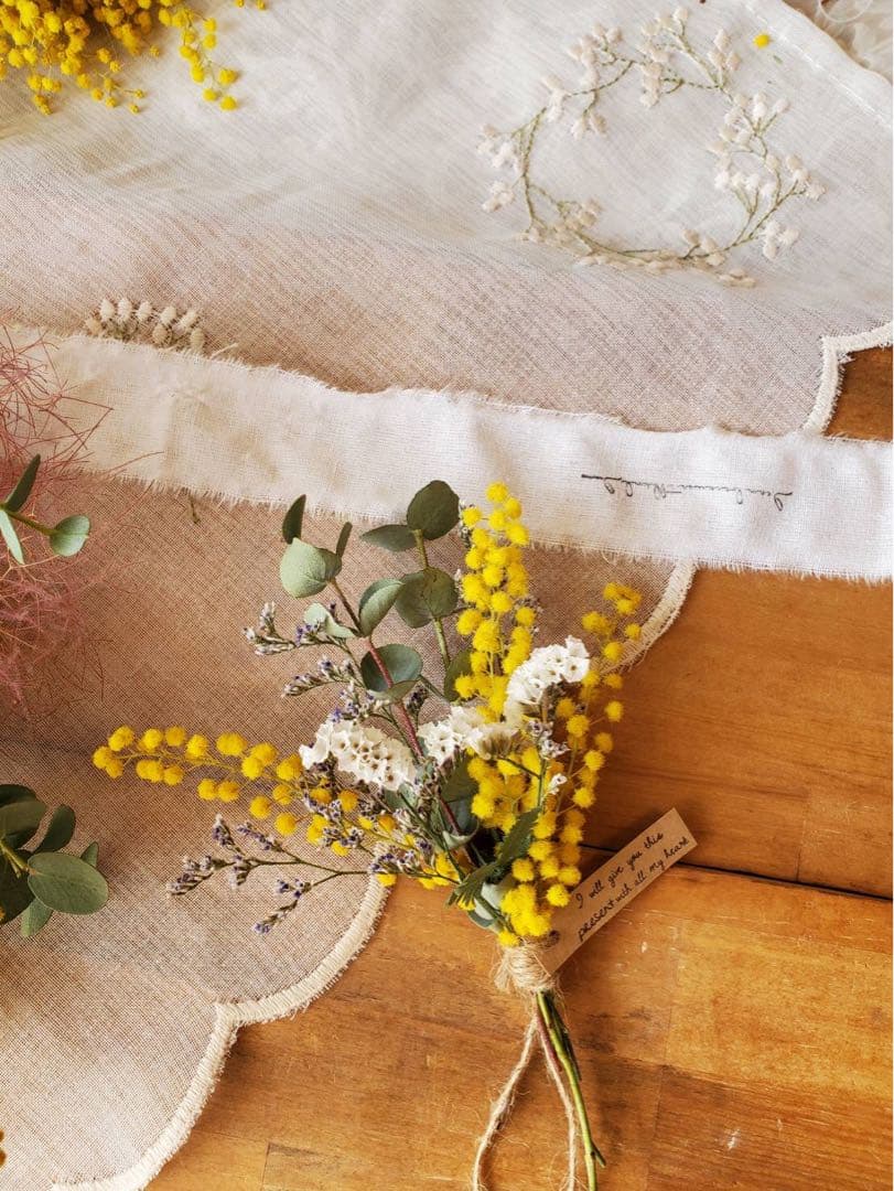 値下げ❣️春を告げるミモザのスワッグ♡♡ミニスワッグ付き✩.*˚