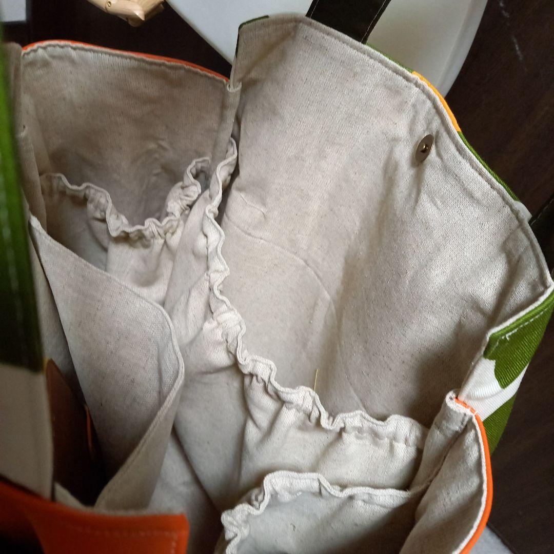 手作り☆北欧風♪大きな花柄&合皮のアースカラー♪ビッグトートバッグ