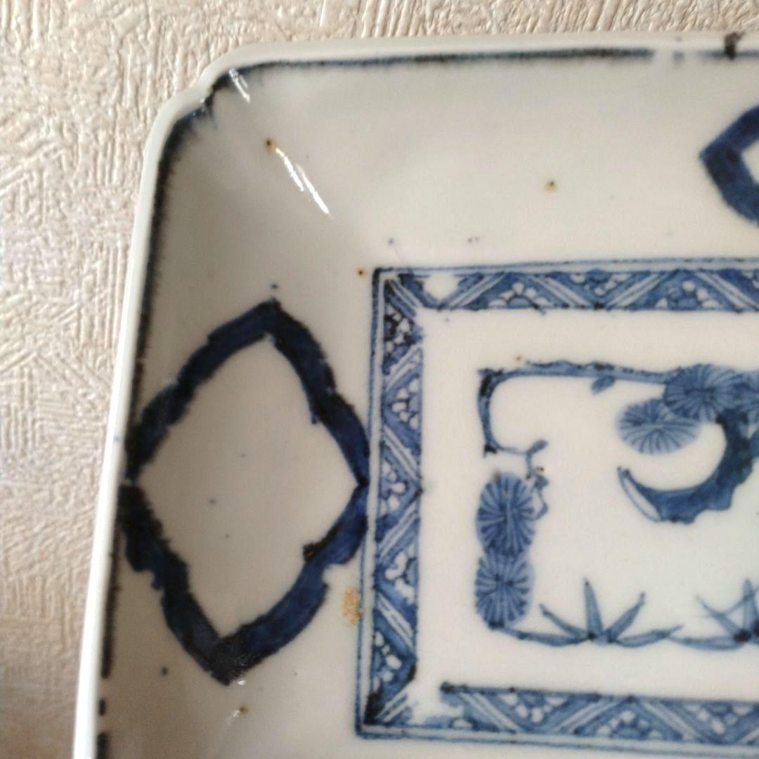 《期間限定セール！〜2/28まで》古伊万里染付白抜き木瓜文長皿江戸時代成化年製