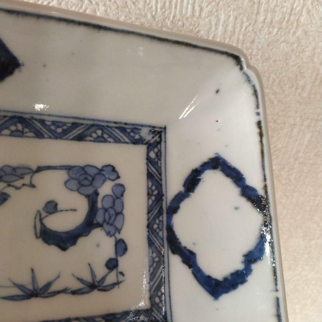 《期間限定セール！〜2/28まで》古伊万里染付白抜き木瓜文長皿江戸時代成化年製