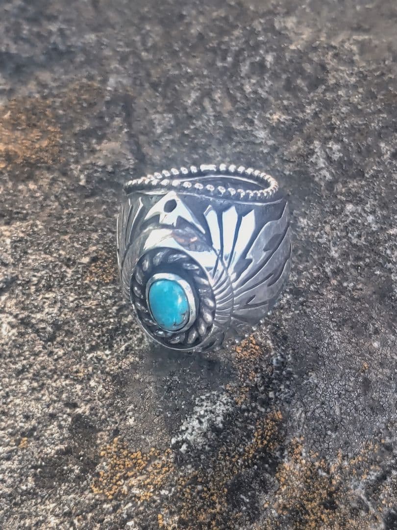 値下げ インディアンジュエリースタイル ボックスリング モレンシターコイズ