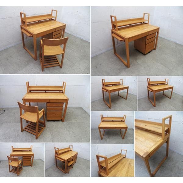 美品■アクタス■フォピッシュ■学習机■4点セット■オーク材■無垢材■デスクチェア