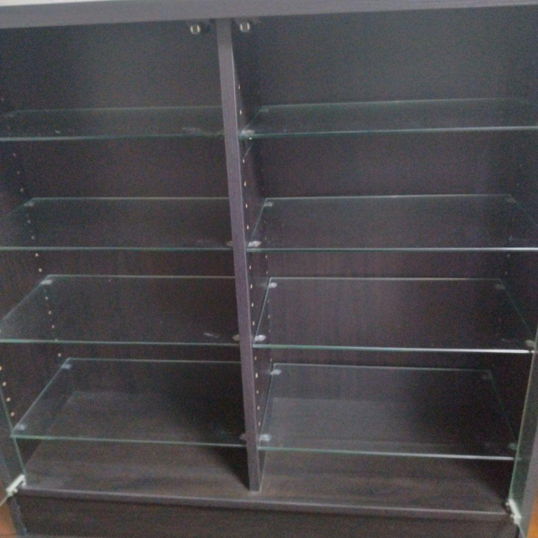 ニトリ　ガラスコレクションラック(深型ロータイプDBR)　ネット限定盤　引取限定