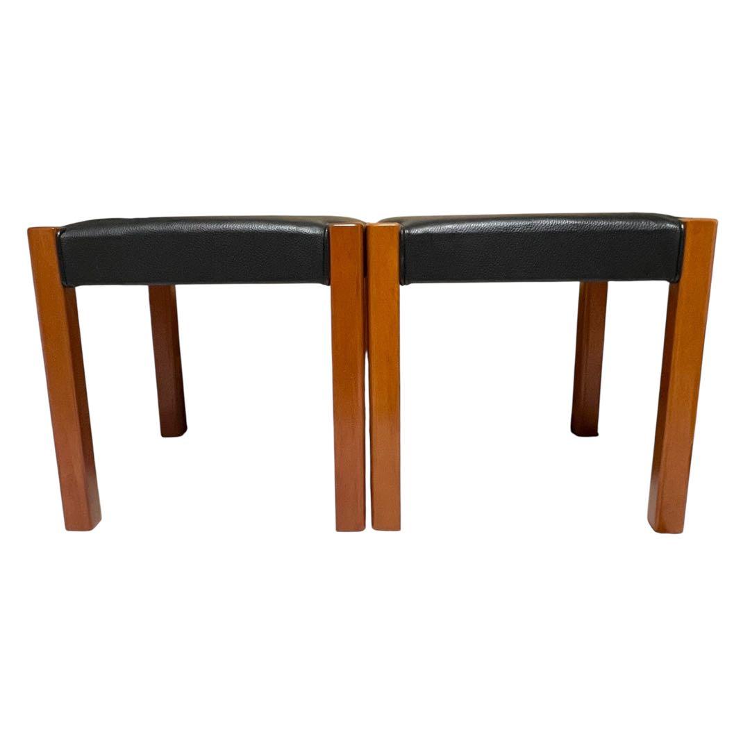 【良品】 木製スタッキングスツール 3脚セット ③ ブラック　カフェチェア