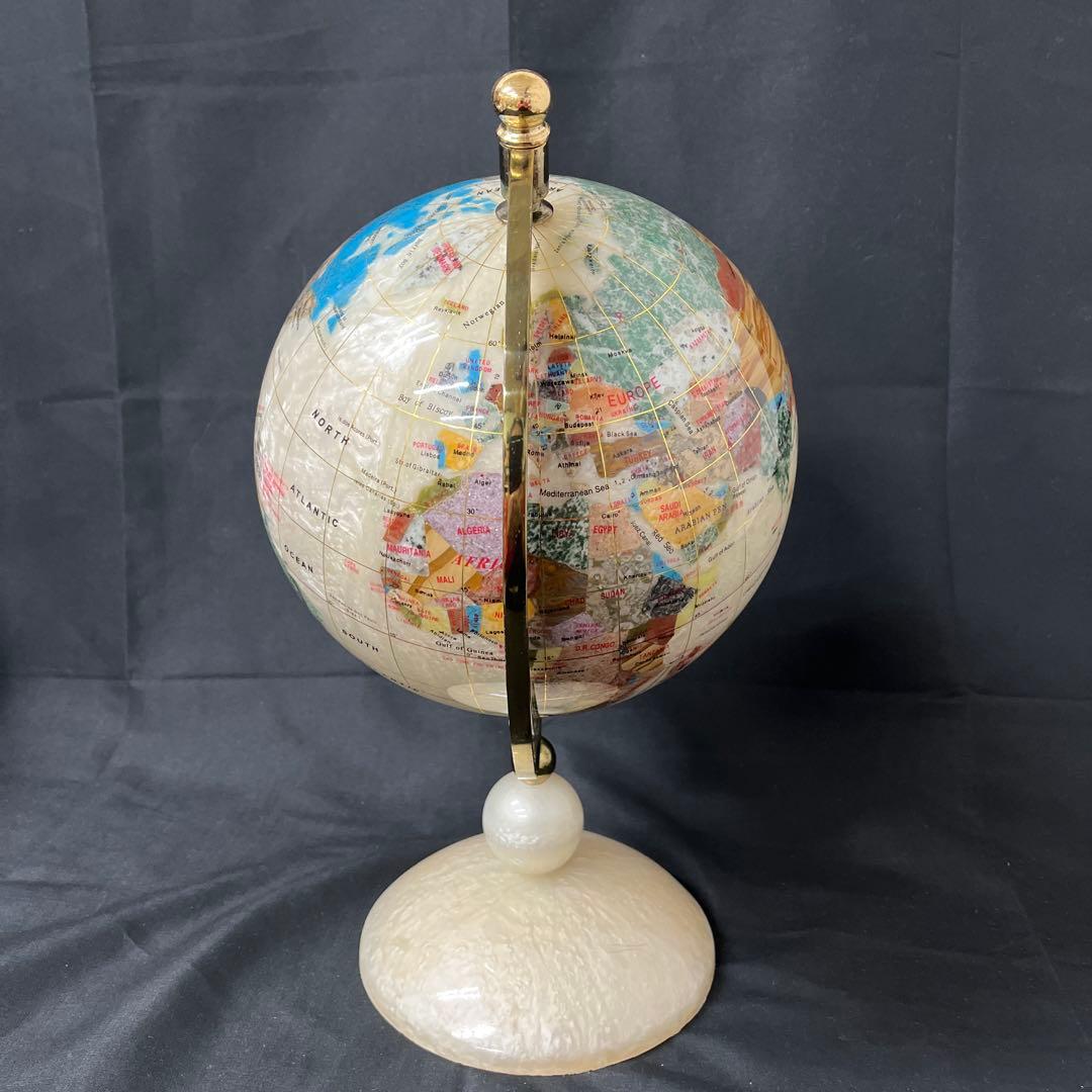 雷216 アンティーク 天然石 地球儀 パワーストーン 置物 インテリア