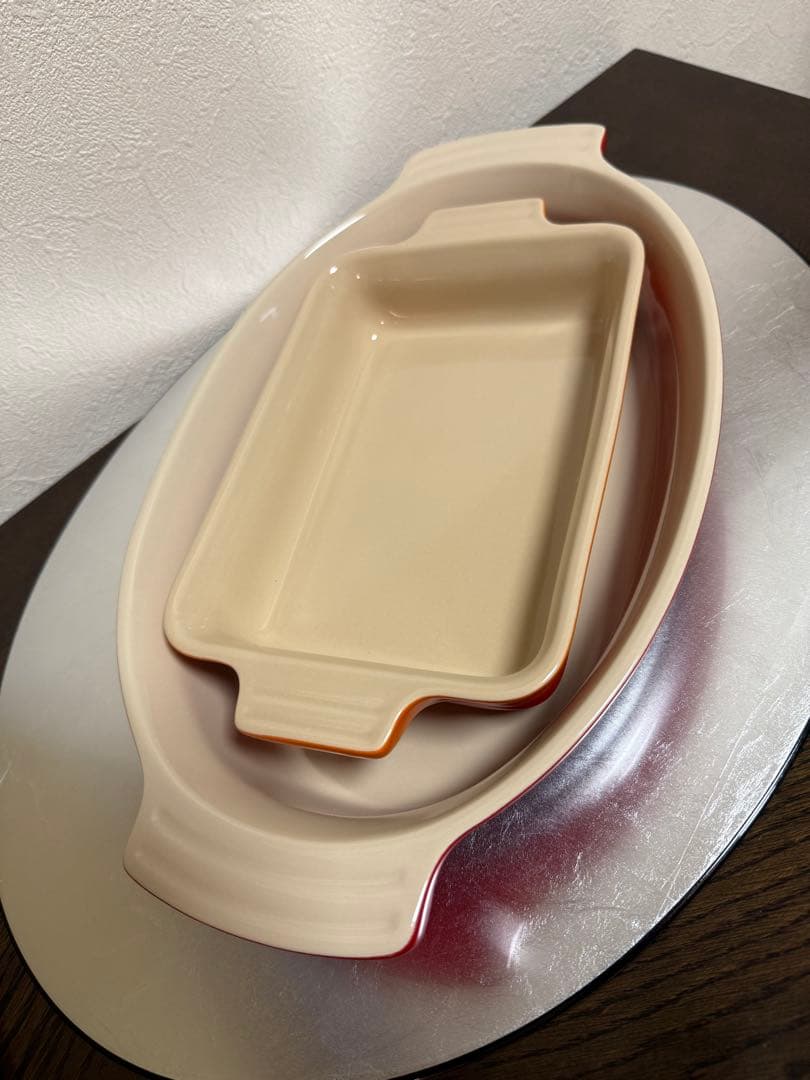 ル・クルーゼ　グラタン皿　ストーンウェア　オーバル、スクエア（レクタンギュラー）