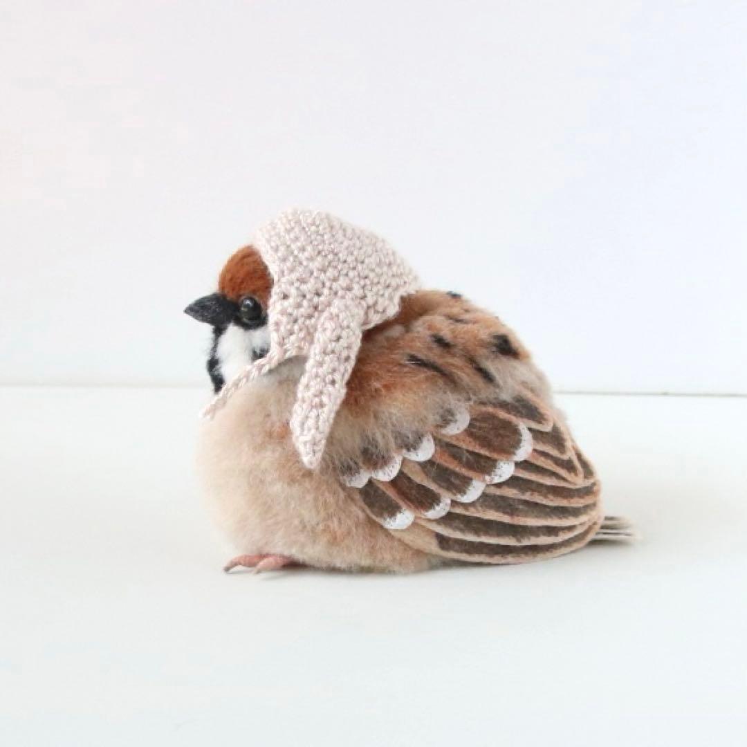 羊毛フェルト＊手のひらサイズのまったり鳥さん❤︎すずめ