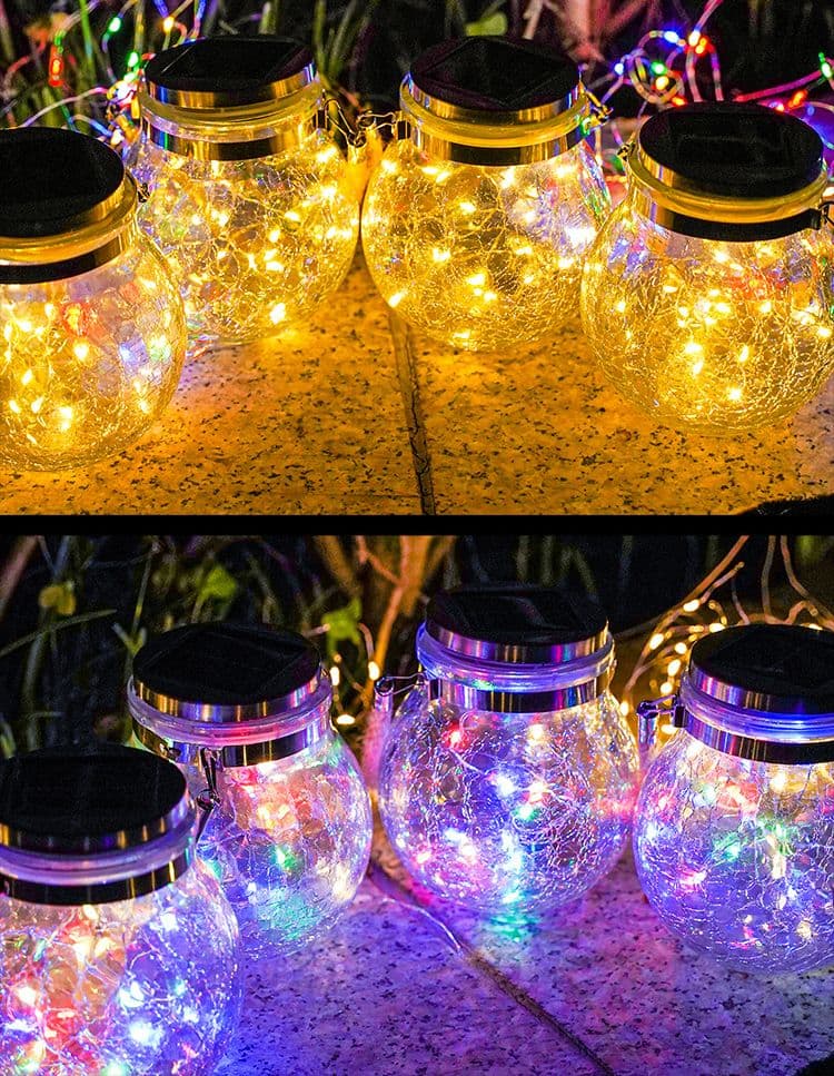 4個セット ソーラーランタン 自動消灯 LED