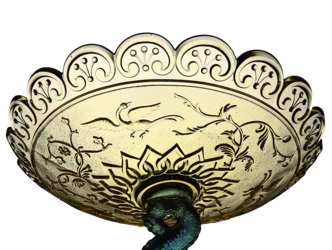 オールド・バカラ 1870年 花鳥図大型コンポートドルフィンスタンドアンティーク