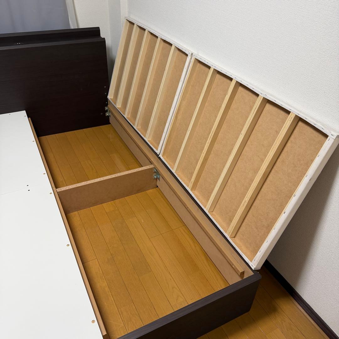 【美品✨】ニトリ　セミダブル　ベッドフレーム　収納付き　アザンシリーズ