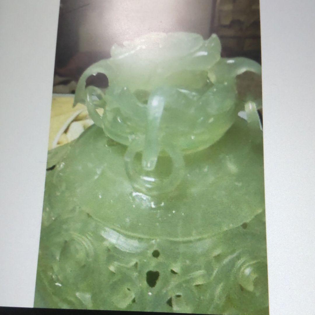 翡翠ヒスイ香炉高さ27センチ龍