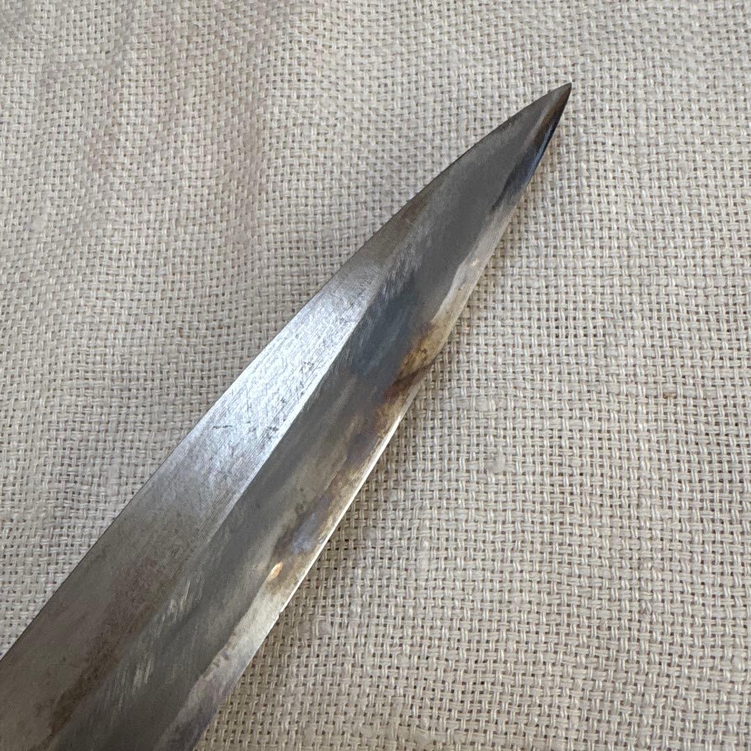 中古　研ぎ済み包丁3点　出刃包丁(木屋)、牛刀(かね惣)、刺身包丁(堺　重光)