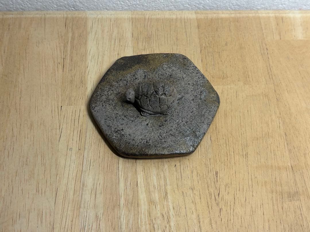 104.備前焼 宝瓶 登り窯 亀 六角 手びねり 急須