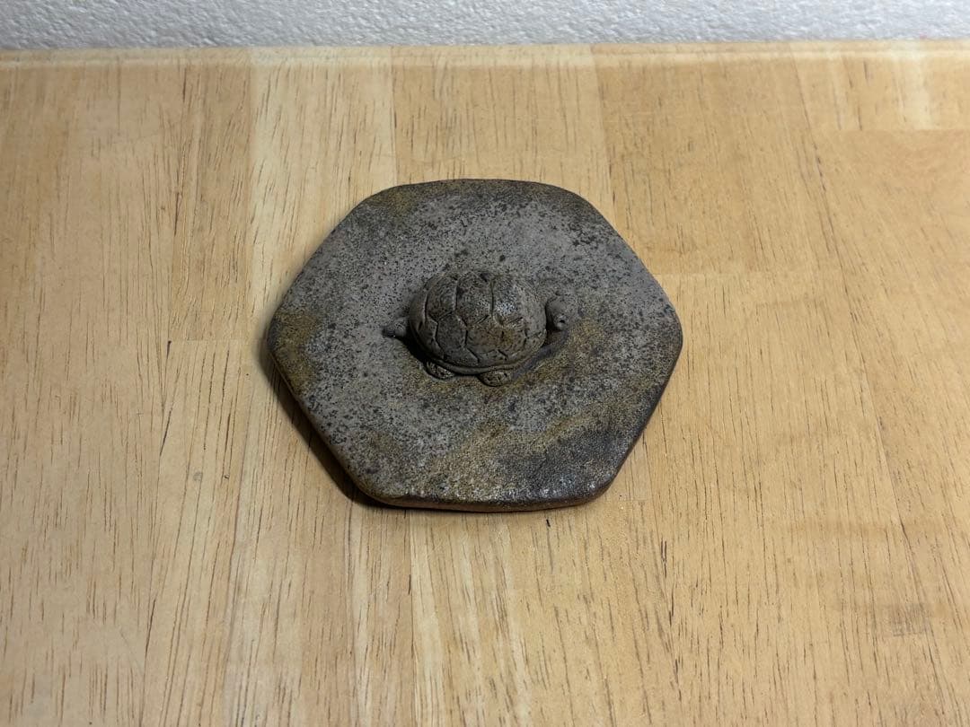 104.備前焼 宝瓶 登り窯 亀 六角 手びねり 急須