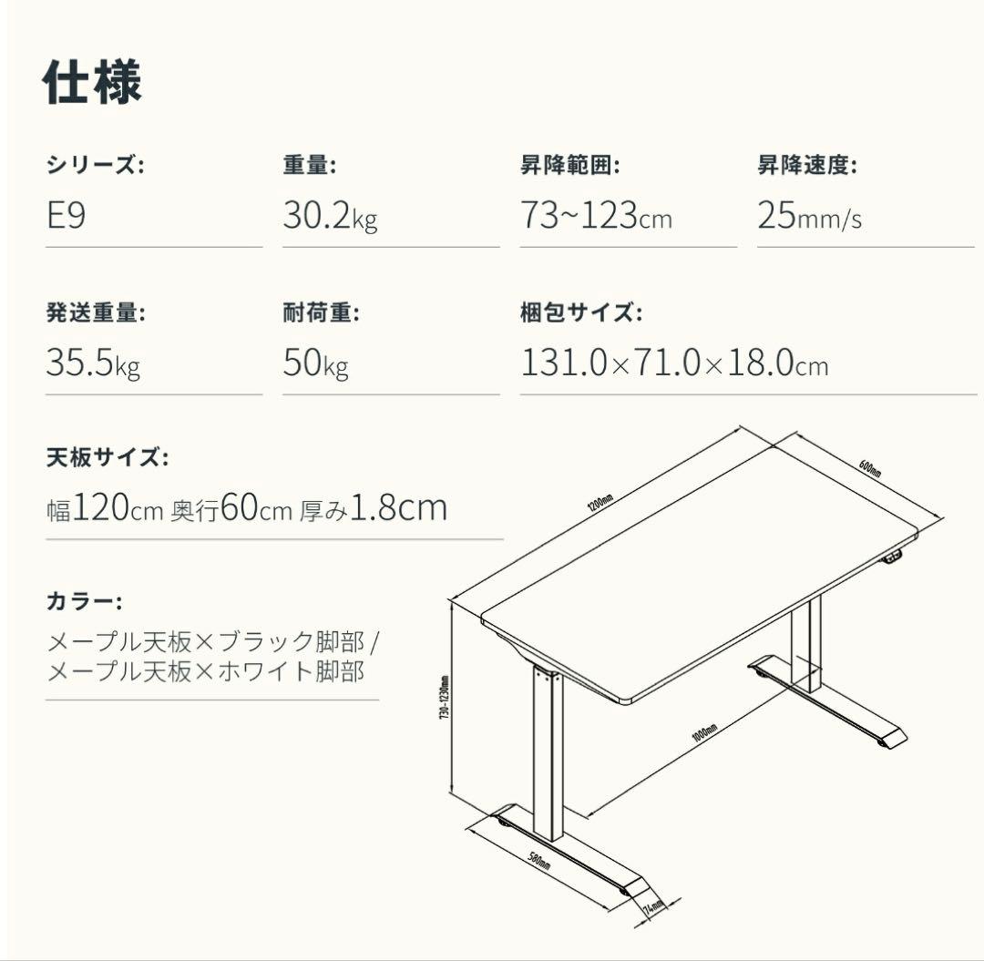 FlexiSpot 電動昇降デスク E9 120cm