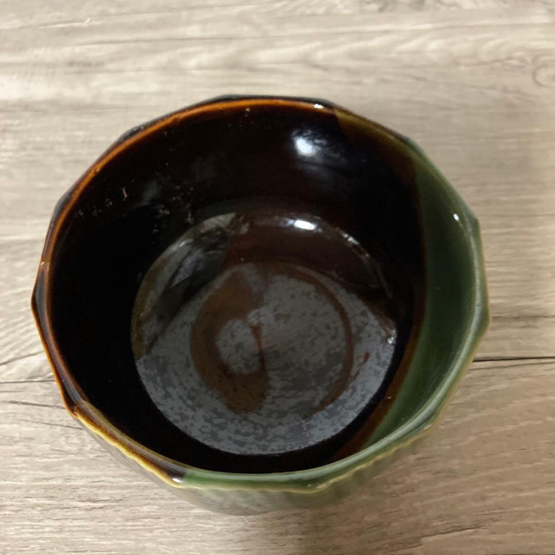E-1② 【美品】小鉢 5客セット 織部焼風 緑×こげ茶 モダン 煮物鉢 向付