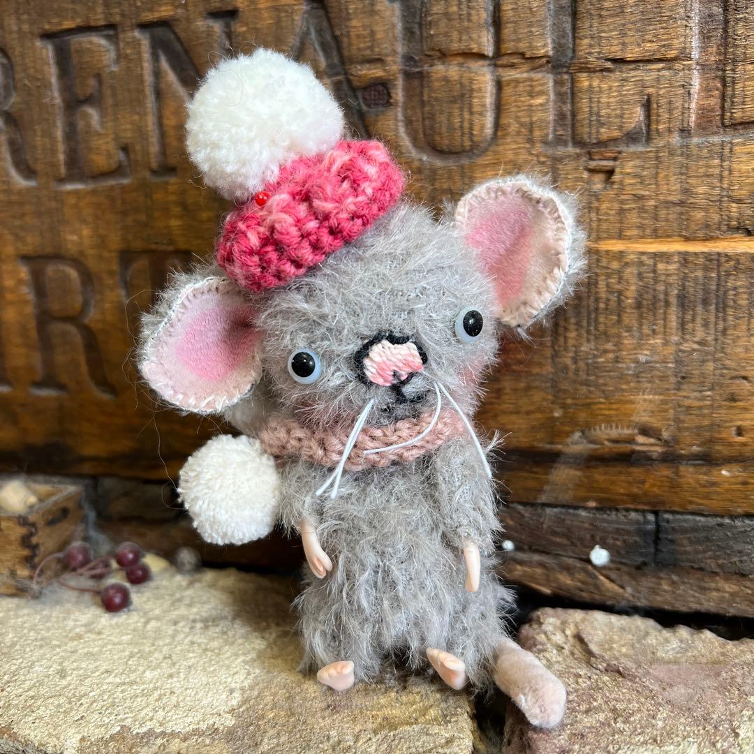 hacodeco様作品　ねずみさん　マフラー帽子付き