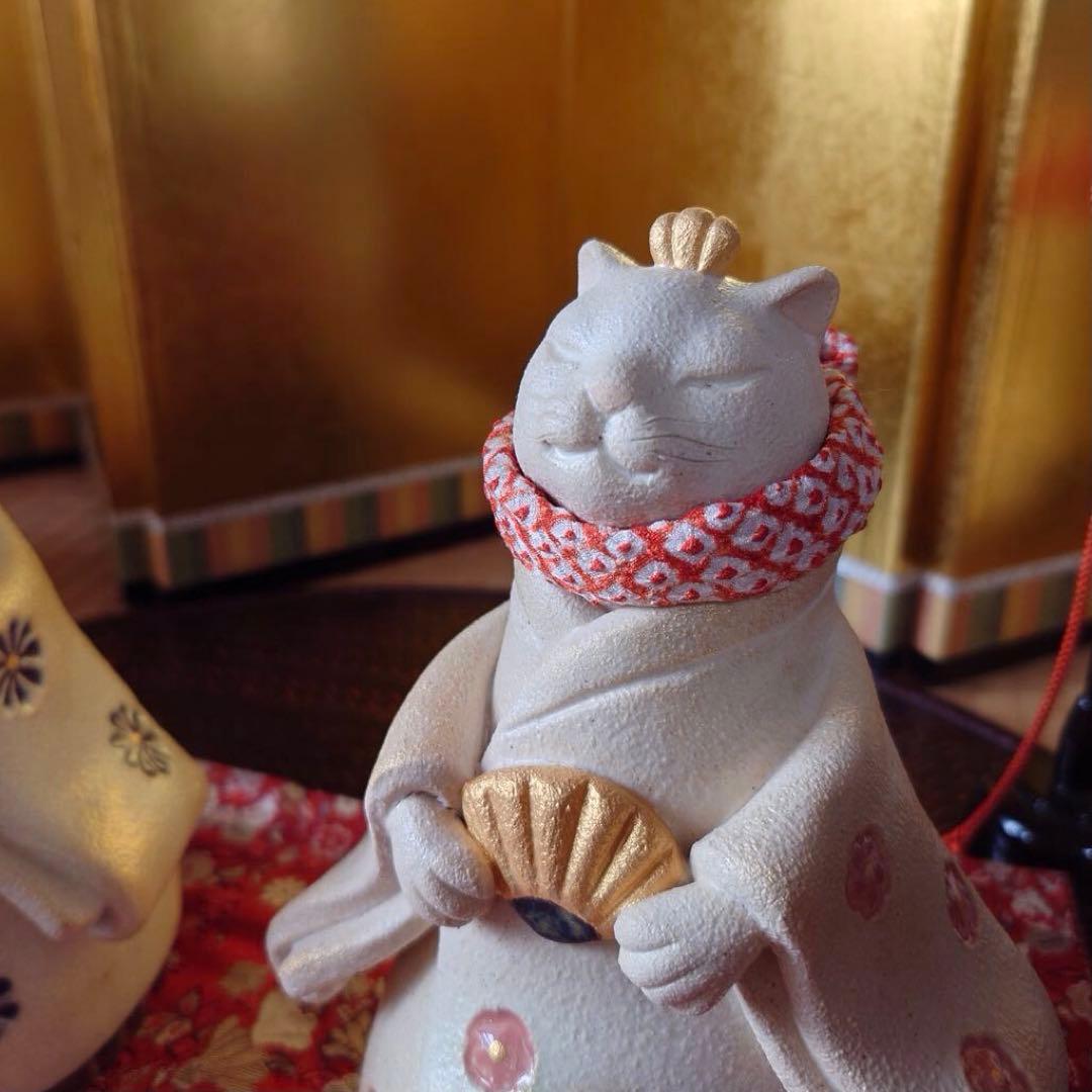 猫のお雛様　ねこ陶雛【大】立ち雛　♡m(=✧ω✧=)m♡ 高さ約18cm