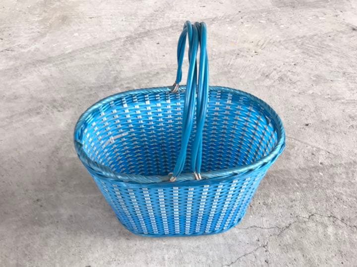 ヴィンテージ フレンチ マルシェ バック ビニール 編み かご パニエ