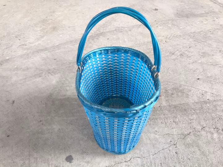 ヴィンテージ フレンチ マルシェ バック ビニール 編み かご パニエ