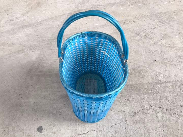 ヴィンテージ フレンチ マルシェ バック ビニール 編み かご パニエ