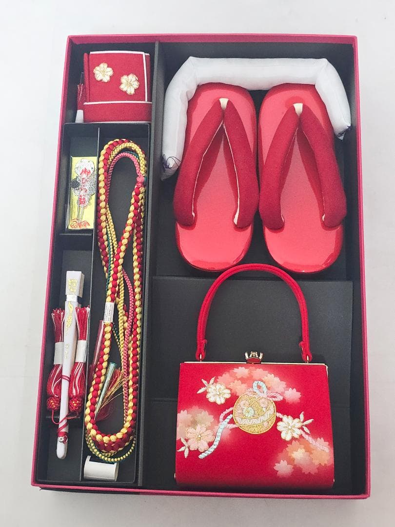 七五三　7歳　正絹　部分絞り　着物　フルセット　女の子 d09