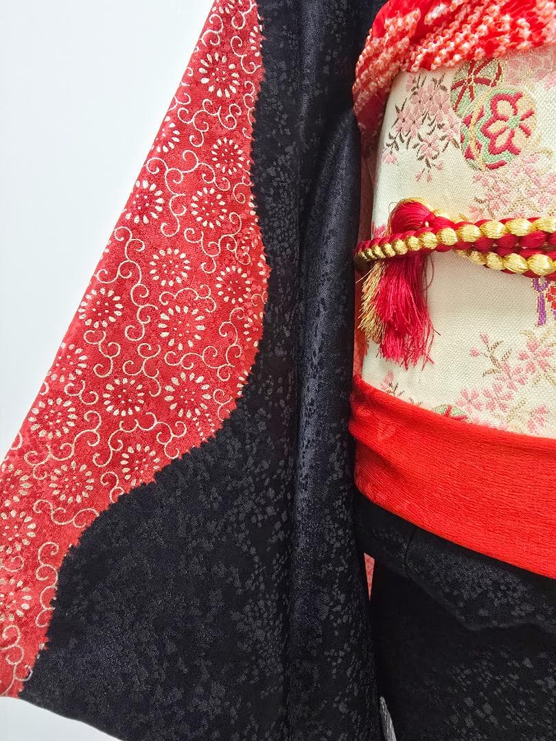 七五三　7歳　正絹　部分絞り　着物　フルセット　女の子 d09