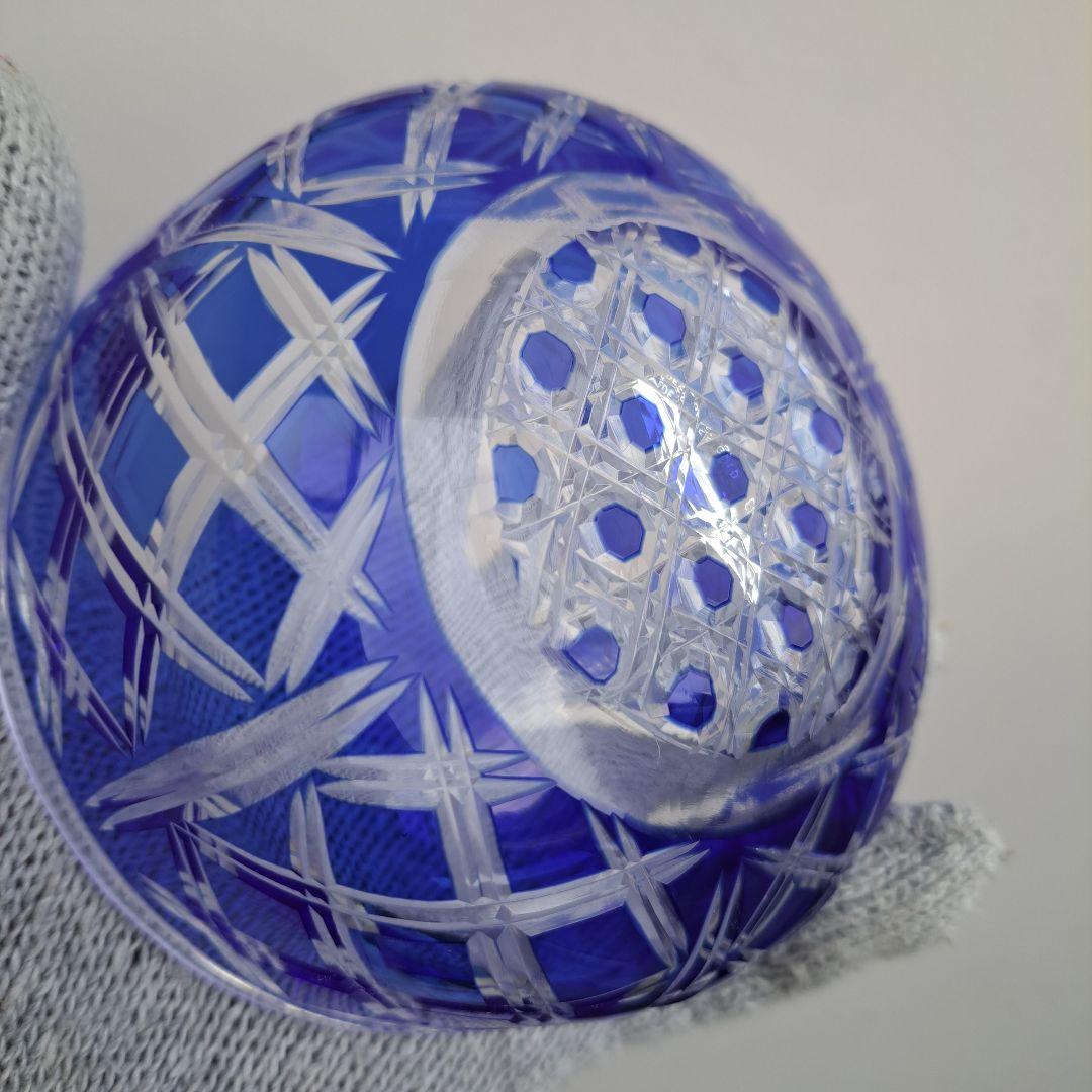 【藍色切子　中鉢×5客】曽根工芸　未使用品
