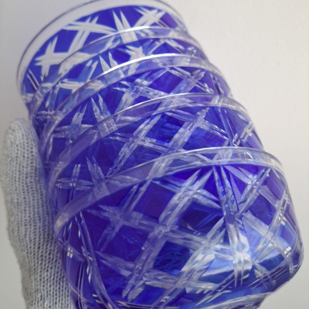 【藍色切子　中鉢×5客】曽根工芸　未使用品