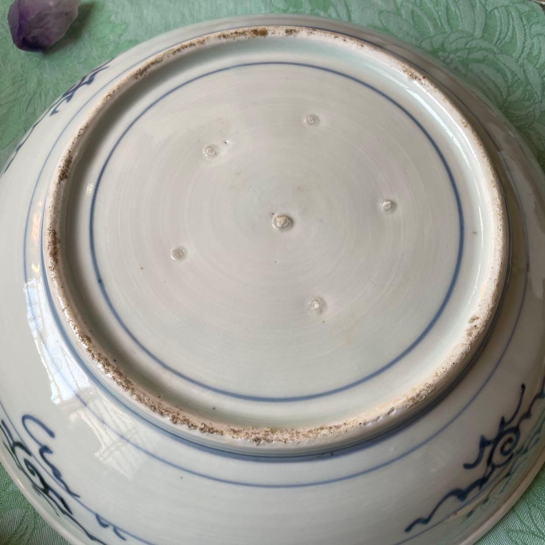 古伊万里　染付　松竹梅　鶴　椿　吉祥紋様　大皿