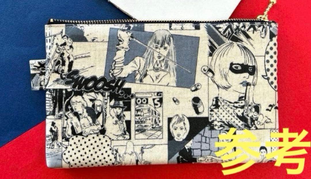 ラミネートポーチ　（リボンに黒ねこ）　ねこ　ハンドメイド　ポーチ 828