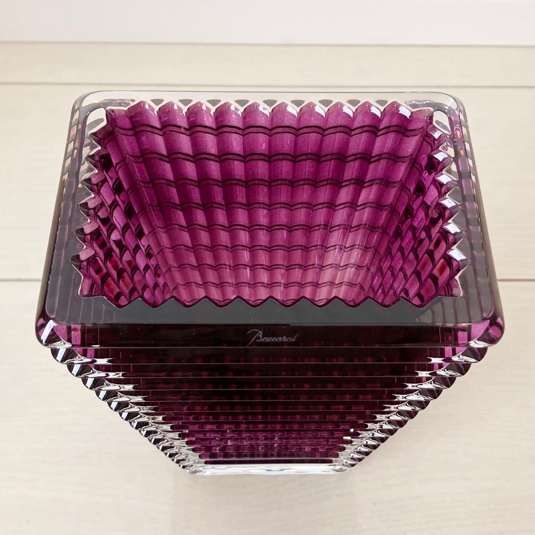 Baccarat バカラ　花瓶　フラワーベース　アイベーススクエアS パープル