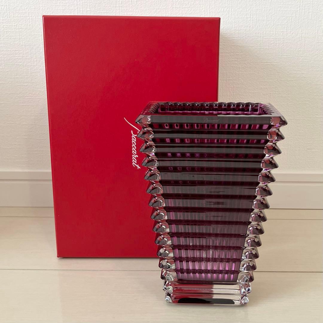 Baccarat バカラ　花瓶　フラワーベース　アイベーススクエアS パープル