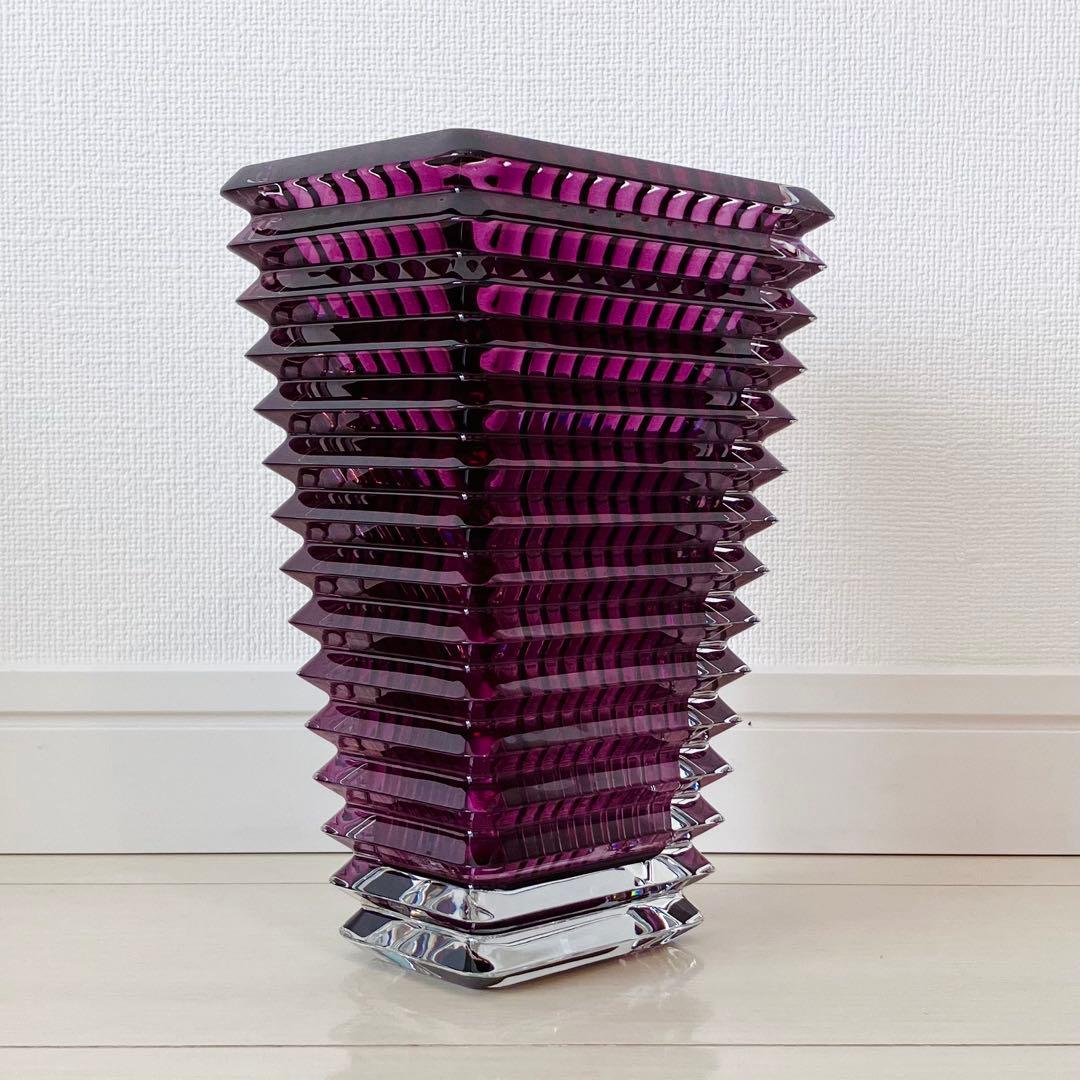 Baccarat バカラ　花瓶　フラワーベース　アイベーススクエアS パープル