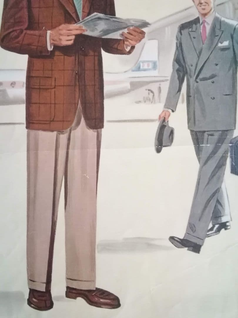 紳士服ファッション画　二枚　ポスター　アドバタイジング　アンティーク