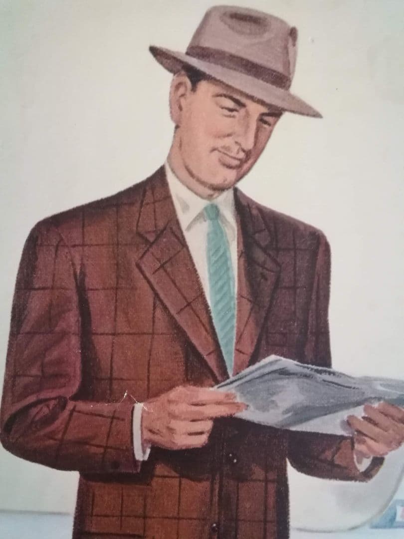 紳士服ファッション画　二枚　ポスター　アドバタイジング　アンティーク