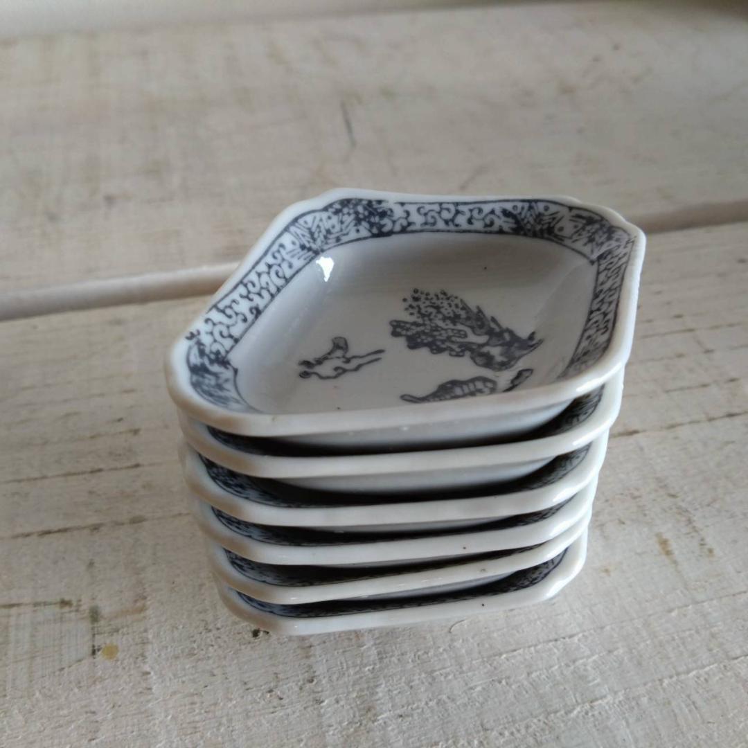 山水　小皿　豆皿　六客