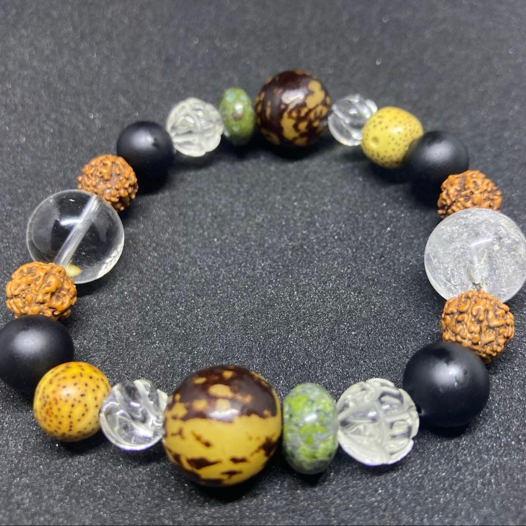✦観音水晶ヒマラヤエレルスチャル水晶ルドラクシャ等ハイパワーストーンブレス✦