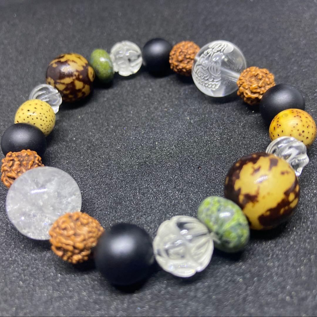 ✦観音水晶ヒマラヤエレルスチャル水晶ルドラクシャ等ハイパワーストーンブレス✦