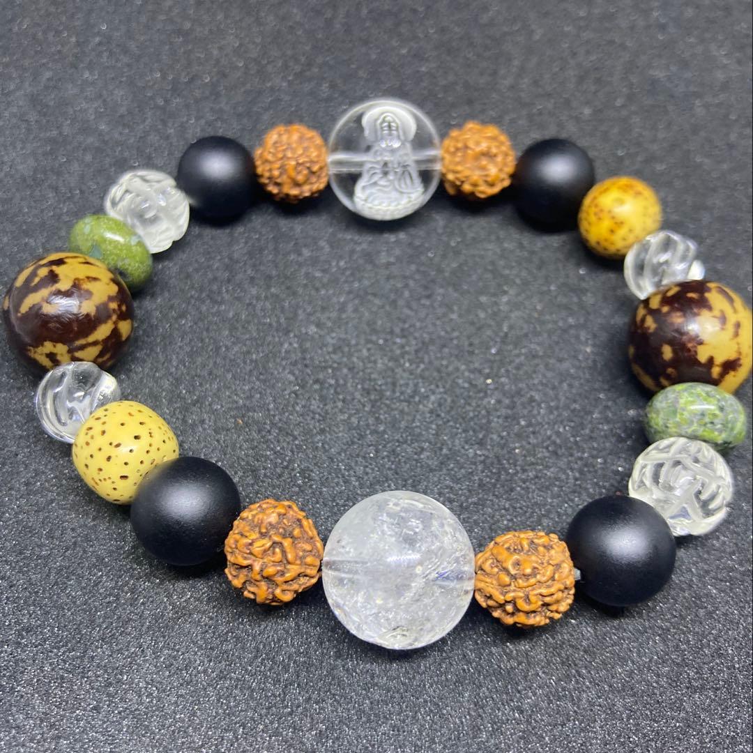 ✦観音水晶ヒマラヤエレルスチャル水晶ルドラクシャ等ハイパワーストーンブレス✦