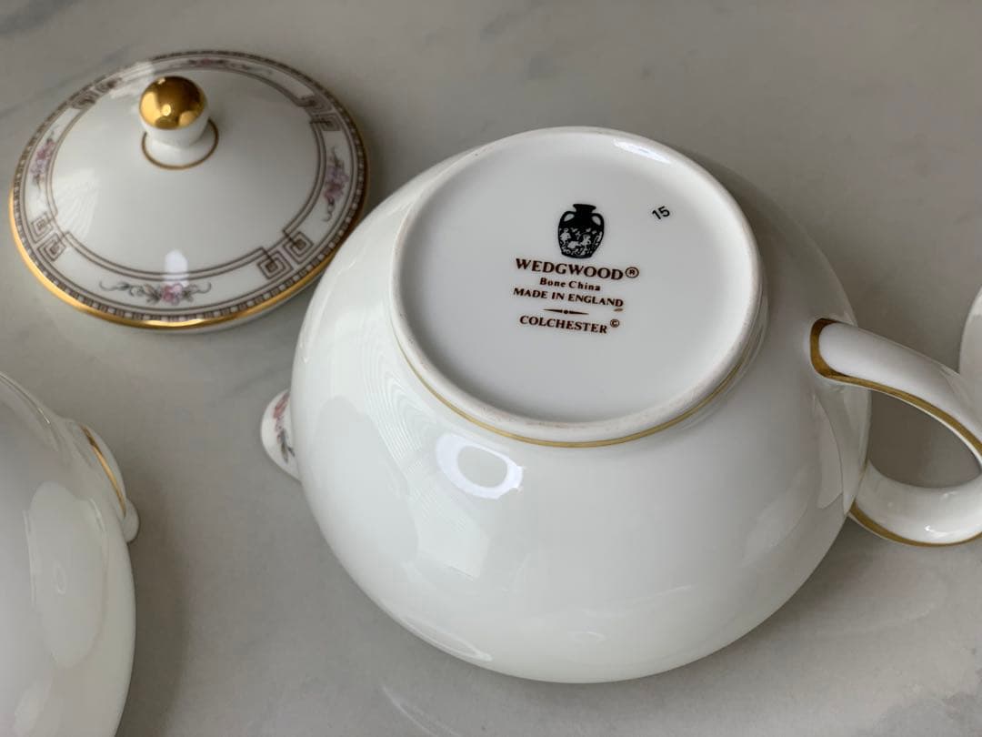 【未使用】廃盤　ウェッジウッド　colchester シュガーポット、クリーマー