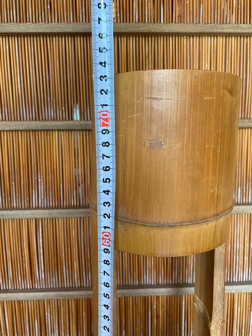 池坊　草月　華道　竹花器　竹二重切り　根付き